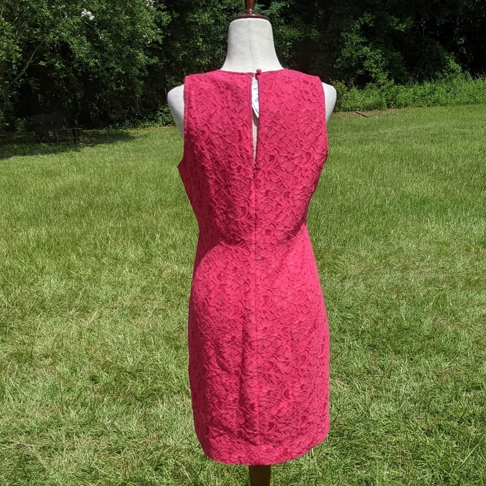 NWT J Crew Factory hot pink lace sleeveless dress